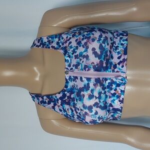 tek Gear womens medium impact zip-front sports bra size S